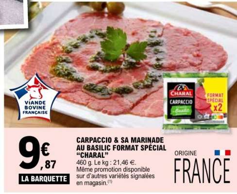 CARPACCIO & SA MARINADE AU BASILIC FORMAT SPÉCIAL "CHARAL"