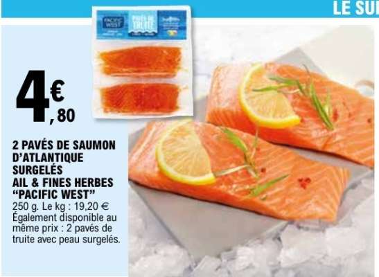 2 pavés de saumon d'Atlantique surgelés ail & fines herbes "Pacific West"