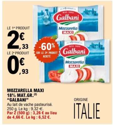 MOZZARELLA MAXI 18% MAT.GR. "GALBANI"