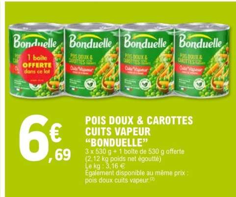 POIS DOUX & CAROTTES CUITS VAPEUR “BONDUELLE”