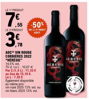 AOC VIN ROUGE CORBIÈRES 2022 “HÉRÉSIE”
