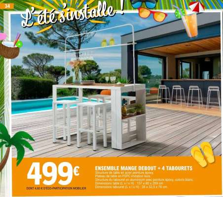 ENSEMBLE MANGE DEBOUT + 4 TABOURETS