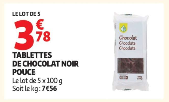 TABLETTES DE CHOCOLAT NOIR POUCE