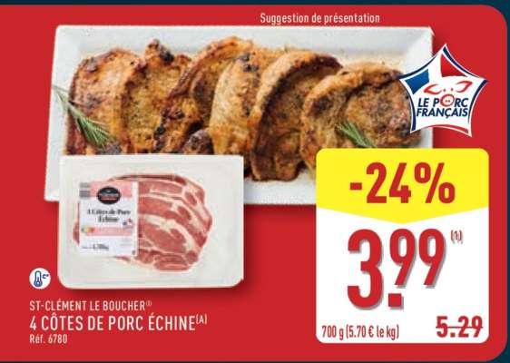 4 Côtes de Porc Échine