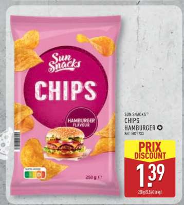 SUN SNACKS CHIPS HAMBURGER