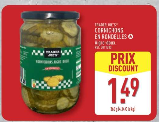 TRADER JOE'S Cornichons en rondelles