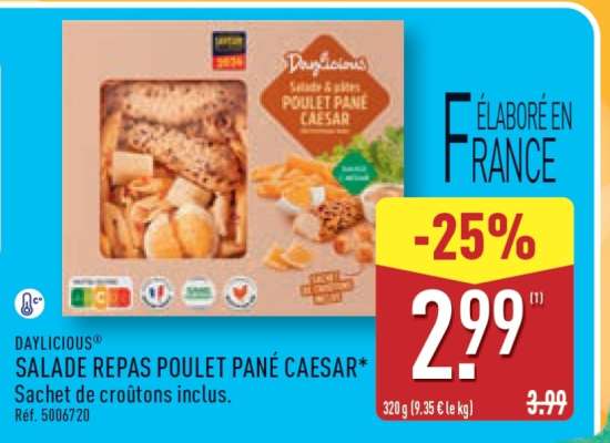 SALADE REPAS POULET PANÉ CAESAR