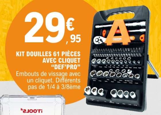 KIT DOUILLES 61 PIÈCES AVEC CLIQUET "DEF'PRO"