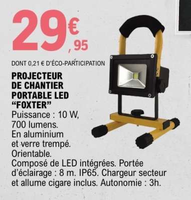 PROJECTEUR DE CHANTIER PORTABLE LED "FOXTER"