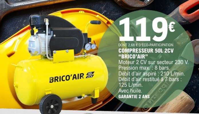 COMPRESSEUR 50L 2CV "BRICO'AIR"