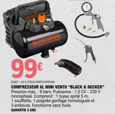 COMPRESSEUR 6L MINI VENTO “BLACK & DECKER”