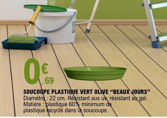SOUCOUPE PLASTIQUE VERT OLIVE “BEAUX JOURS”