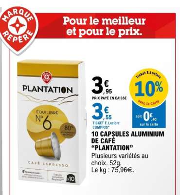 10 CAPSULES ALUMINIUM DE CAFÉ “PLANTATION”