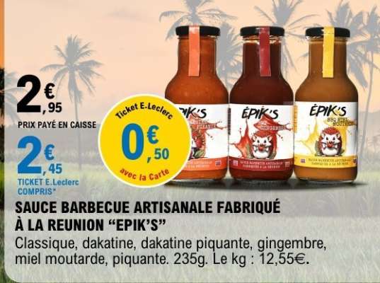 SAUCE BARBECUE ARTISANALE FABRIQUE A LA REUNION “EPIK’S”