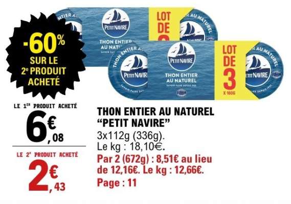 Thon entier au naturel 'Petit Navire'