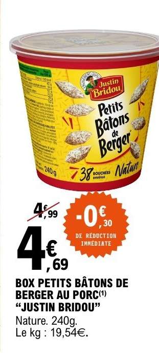 BOX PETITS BÂTONS DE BERGER AU PORC 'JUSTIN BRIDOU'