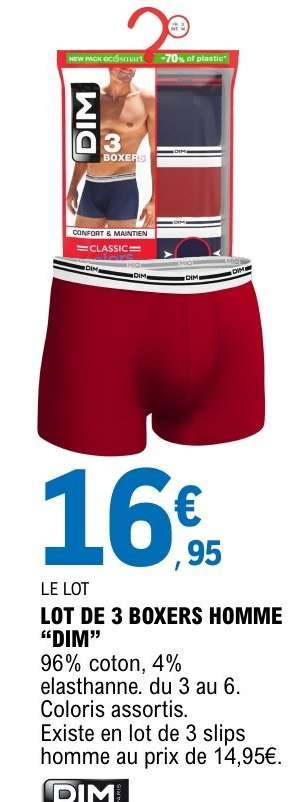 LOT DE 3 BOXERS HOMME "DIM"