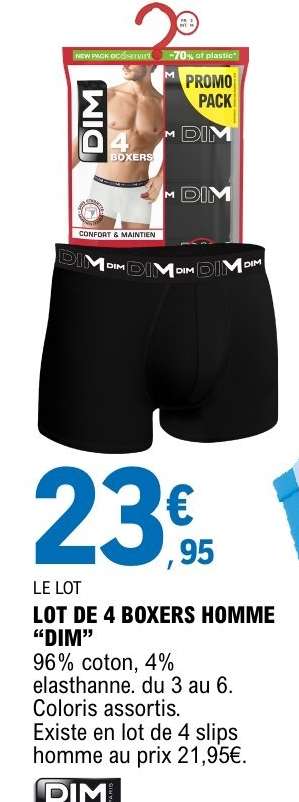 LOT DE 4 BOXERS HOMME “DIM”