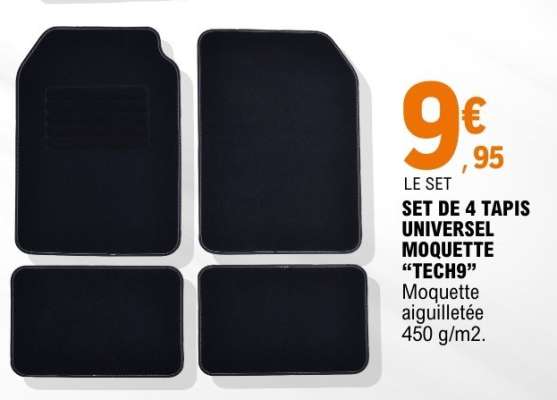SET DE 4 TAPIS UNIVERSEL MOQUETTE "TECH9"
