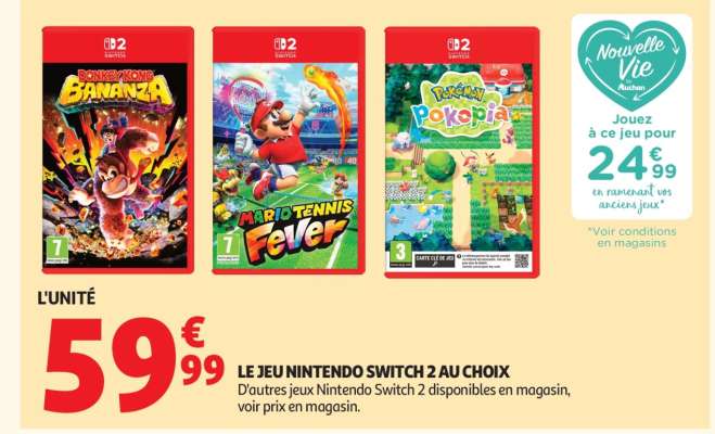 LE JEU NINTENDO SWITCH 2 AU CHOIX