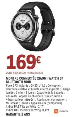 MONTRE CONNECTÉE XIAOMI WATCH S4 BLUETOOTH NOIR