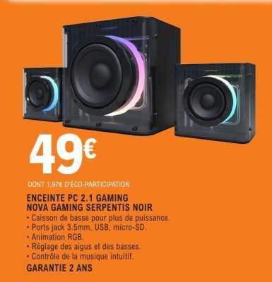 ENCEINTE PC 2.1 GAMING NOVA GAMING SERPENTIS NOIR