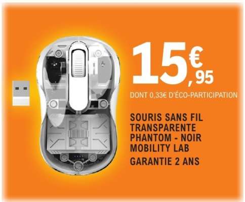 Souris sans fil transparente Phantom - Noir Mobility Lab