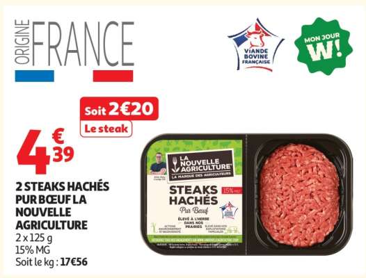 2 STEAKS HACHÉS PUR BŒUF LA NOUVELLE AGRICULTURE