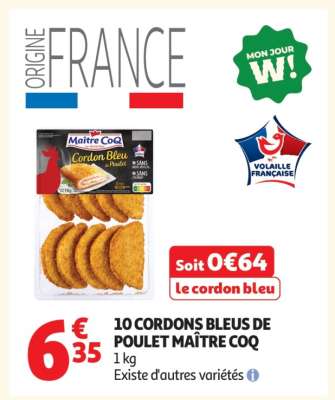10 Cordons Bleus De Poulet Maître Coq