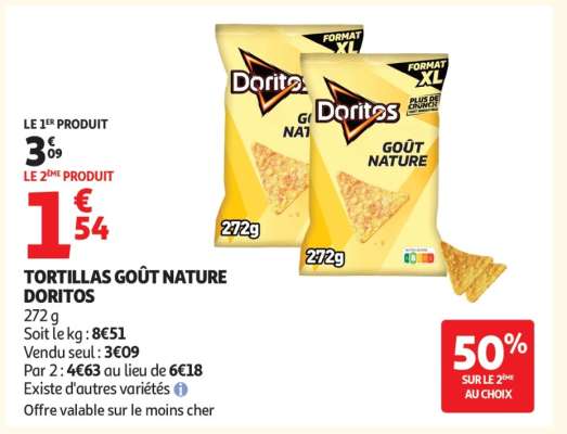 TORTILLAS GOÛT NATURE DORITOS