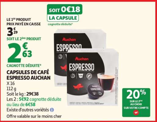 CAPSULES DE CAFÉ ESPRESSO AUCHAN