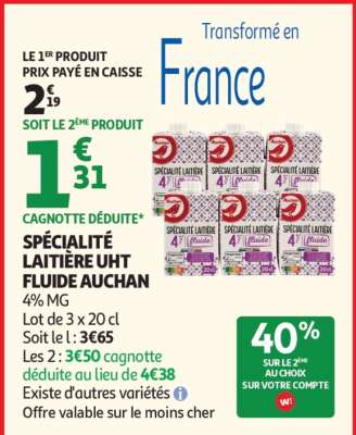 SPÉCIALITÉ LAITIÈRE UHT FLUIDE AUCHAN