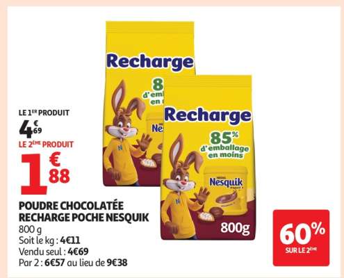 POUDRE CHOCOLATÉE RECHARGE POCHE NESQUIK