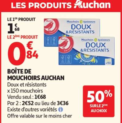 BOÎTE DE MOUCHOIRS AUCHAN