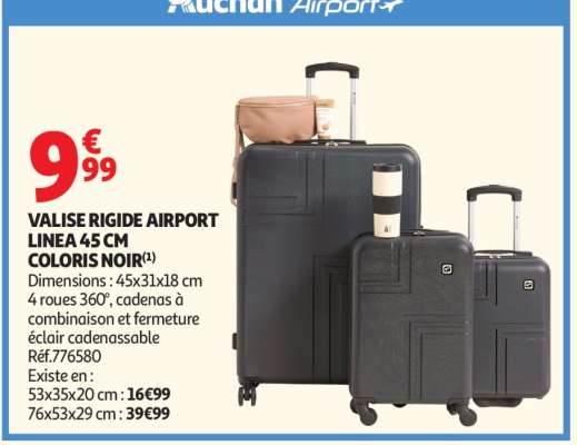 VALISE RIGIDE AIRPORT LINEA 45 CM COLORIS NOIR