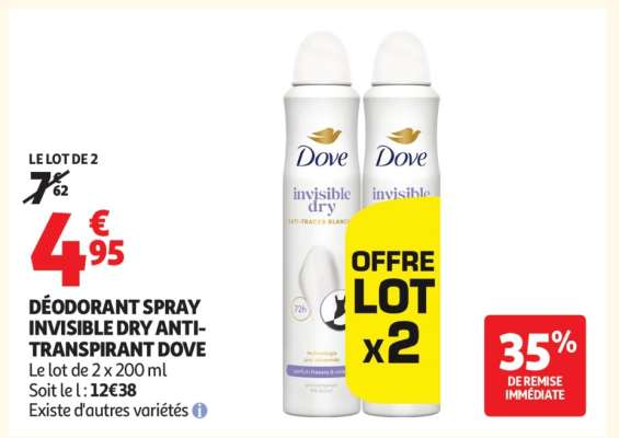 DÉODORANT SPRAY INVISIBLE DRY ANTI-TRANSPIRANT DOVE