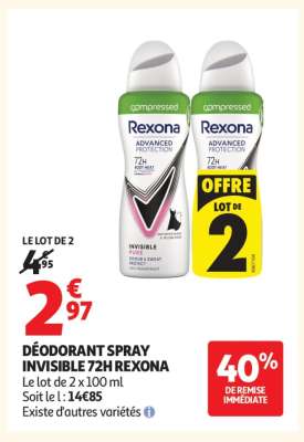 DÉODORANT SPRAY INVISIBLE 72H REXONA