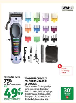 TONDEUSE CHEVEUX COLOR PRO + RASOIR DE VOYAGE