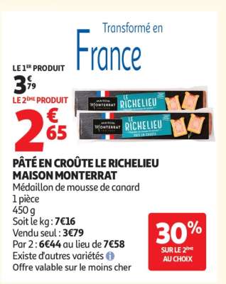 PÂTÉ EN CROÛTE LE RICHELIEU MAISON MONTERRE