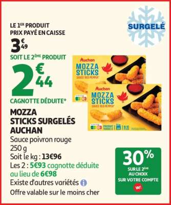 MOZZA STICKS SURGELÉS AUCHAN