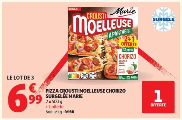 Pizza Crousti Moelleuse Chorizo Surgelée Marie