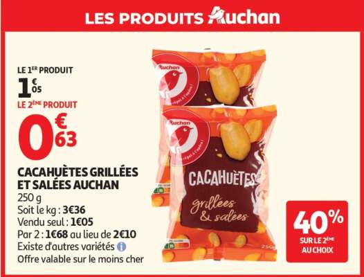 Cacahuètes Grillées Et Salées Auchan