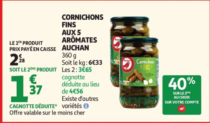 Cornichons Fins Aux 5 Arômates Auchan