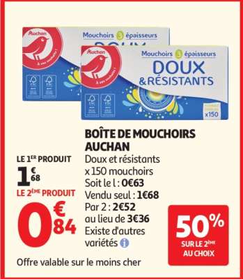 BOÎTE DE MOUCHOIRS AUCHAN