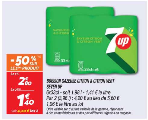 BOISSON GAZEUSE CITRON & CITRON VERT SEVEN UP