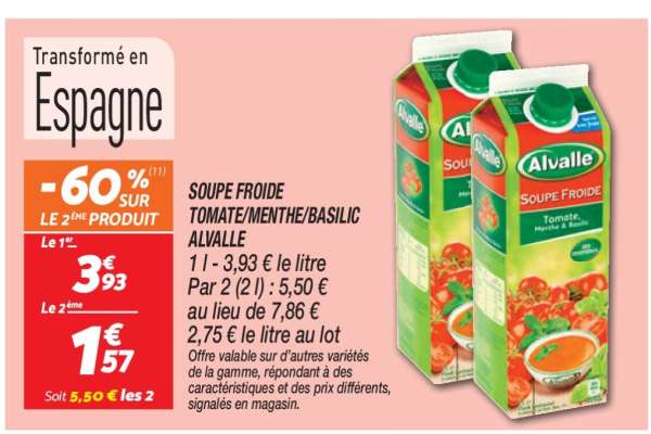 SOUPE FROIDE TOMATE/MENTHE/BASILIC ALVALLE