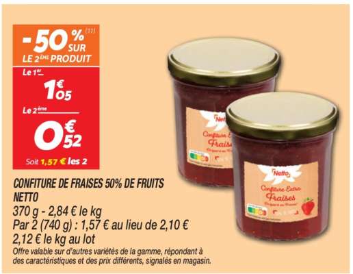 CONFITURE DE FRAISES 50% DE FRUITS NETTO