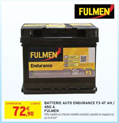Batterie Auto Endurance F3 47 AH / 450 A Fulmen