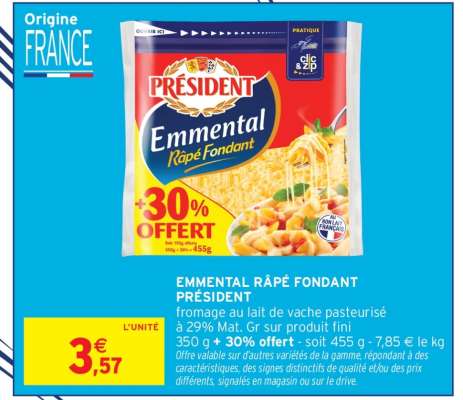 Emmental Râpé Fondant PRÉSIDENT