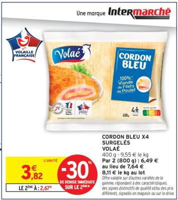 CORDON BLEU X4 SURGELÉS VOLAILÉ